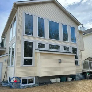 Energy-efficient window installed in a home.